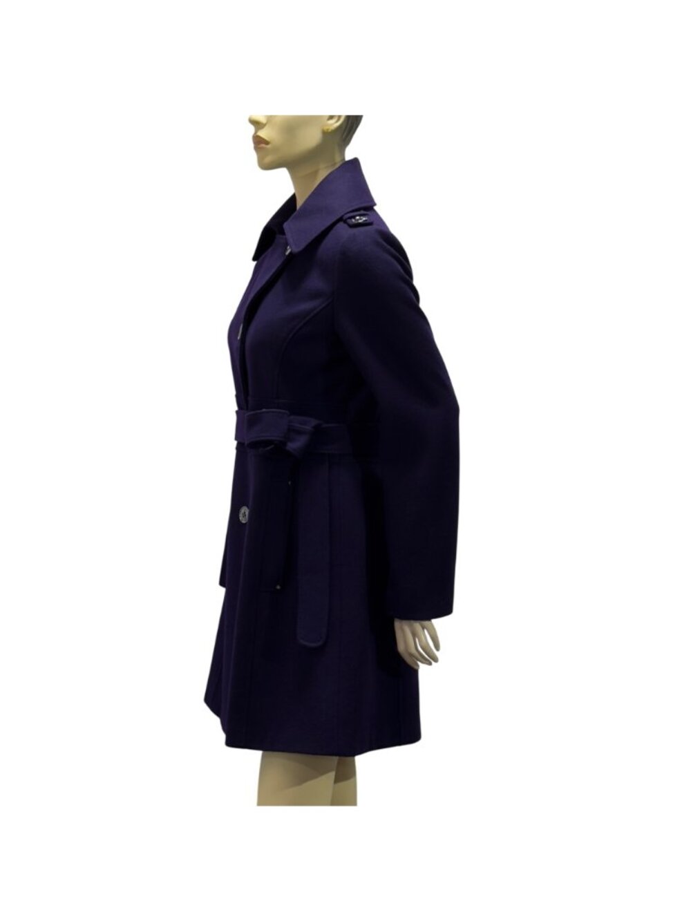 Kenneth Cole Women's Belted Trench OverCoat Wool Blend Purple  Size 10 - Picture 6 of 16